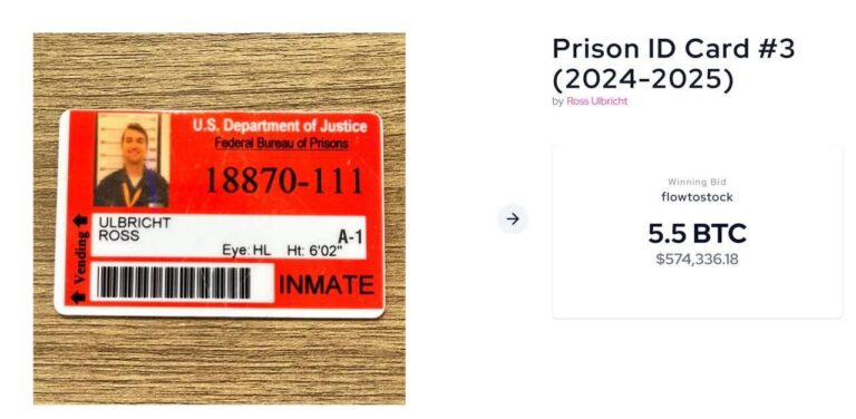 Ross Ulbricht Raises Over $1.8 Million in Bitcoin Through Auction of Prison Belongings