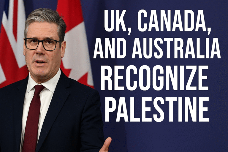 UK, Canada, and Australia Recognize Palestine Ahead of UN General Assembly