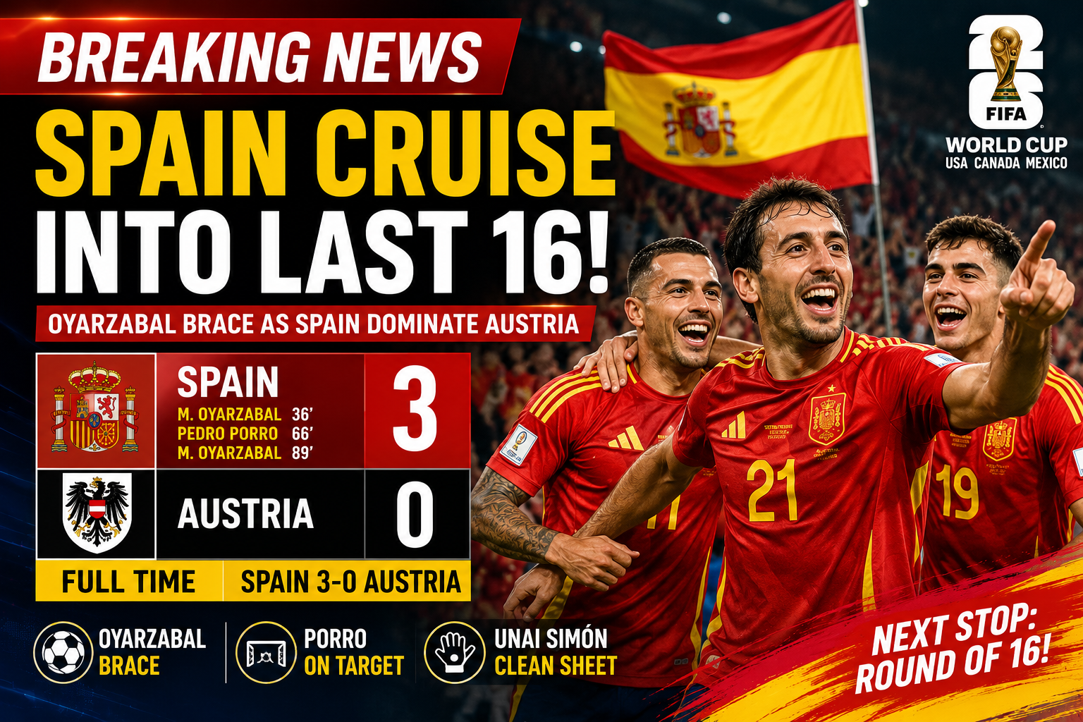 Spain End 16-Year World Cup Knockout Wait with Convincing 3-0 Victory Over Austria 18 image 2