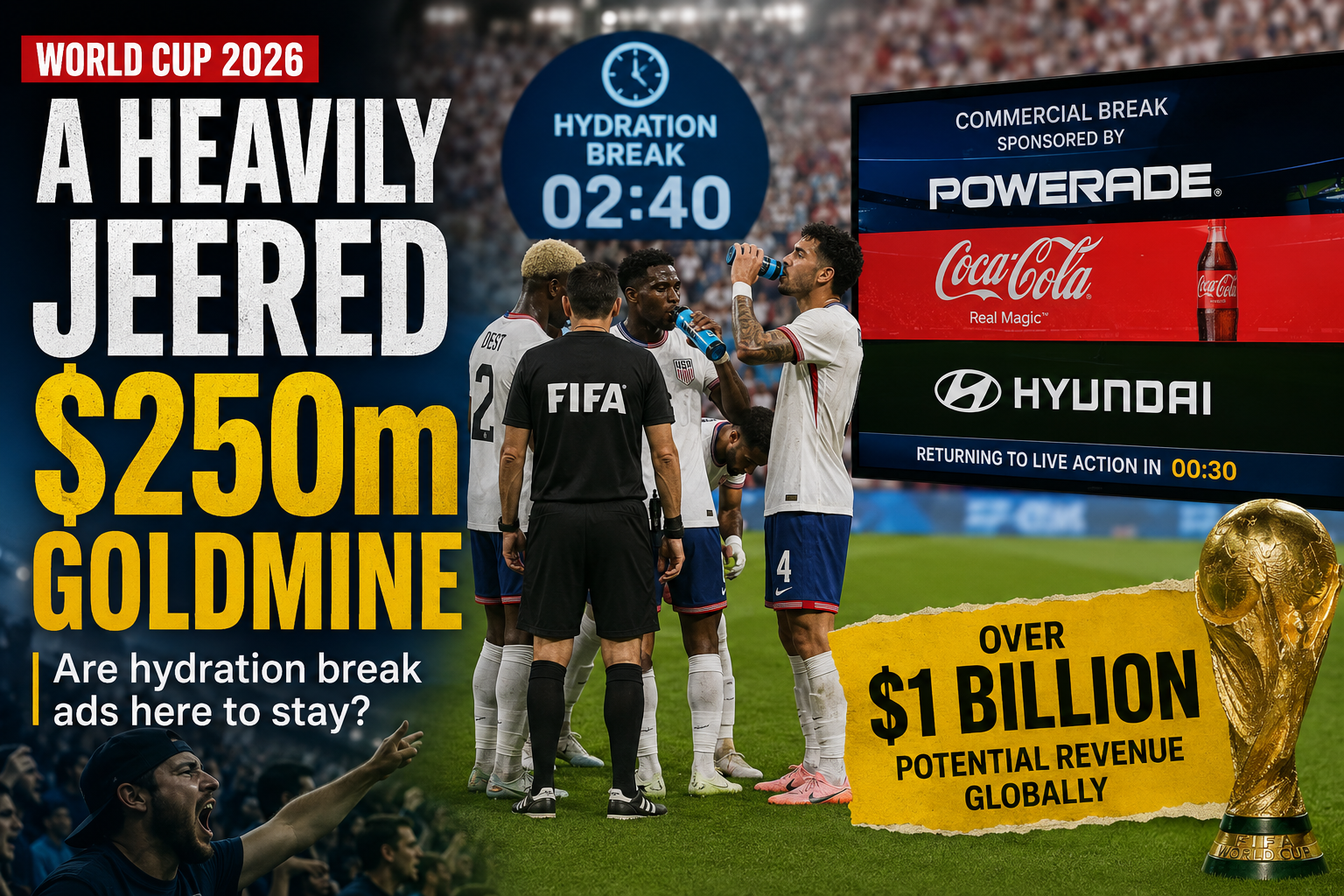 World Cup Hydration Break Ads Become a $250M Goldmine—Are They Here to Stay?